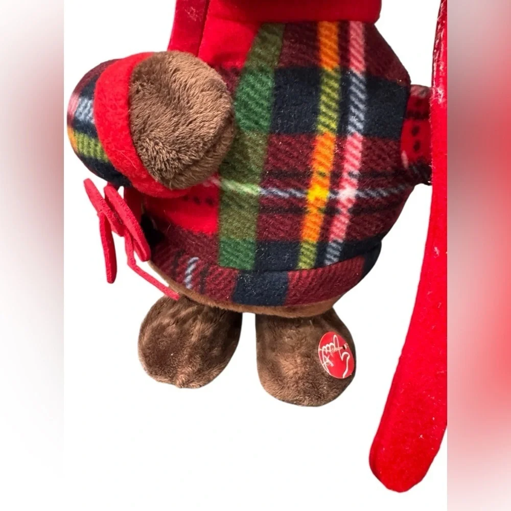 Rudolph Reindeer 14” Animated Singing Walking Plaid W/ Skis Dan Dee